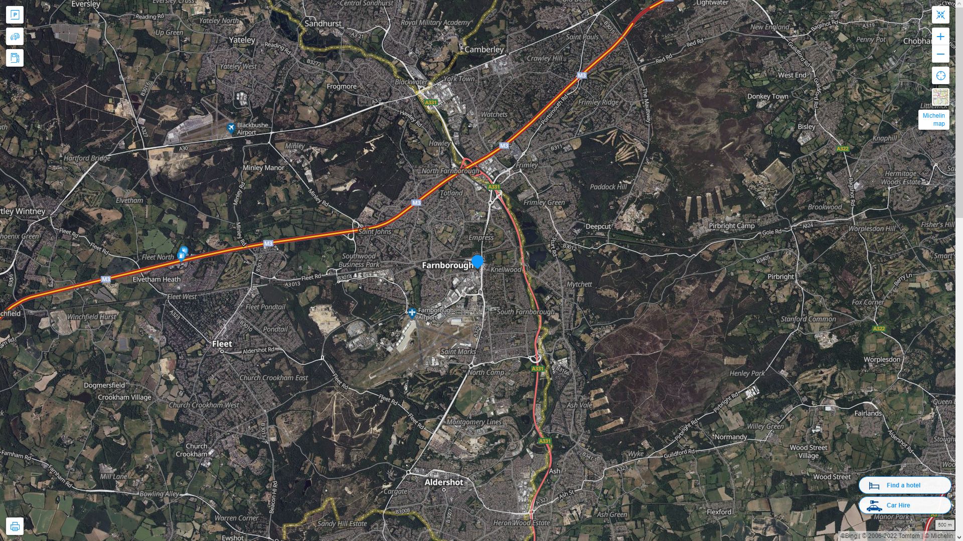 Farnborough Highway and Road Map with Satellite View